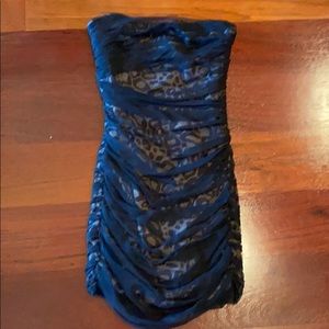 Armani exchange leopard mesh strapless dress P0